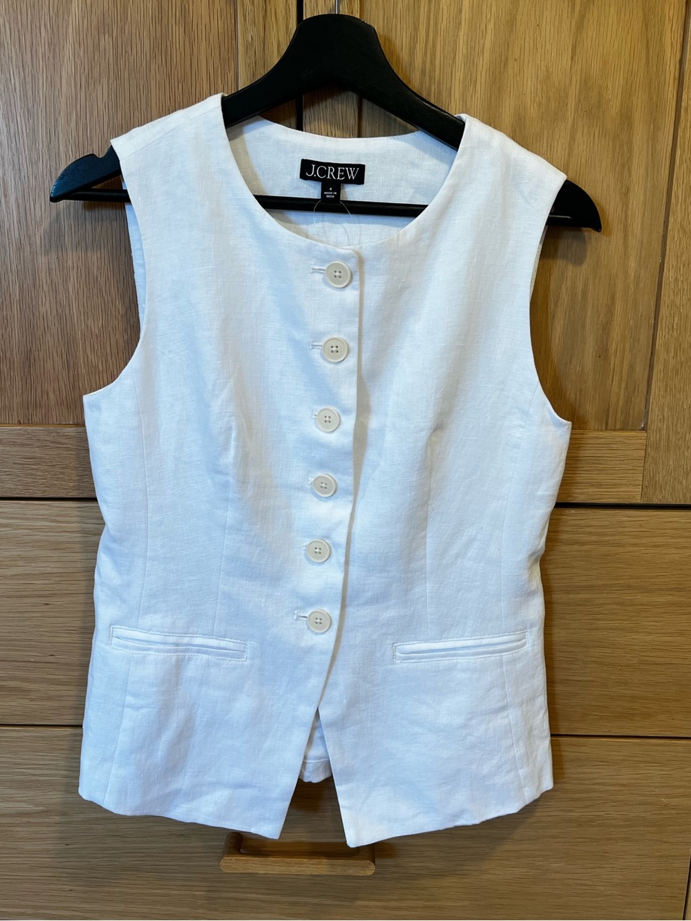 J. Crew Linen Tailored Vest White Size 4 NWT* Contemporary Minimalist Chic